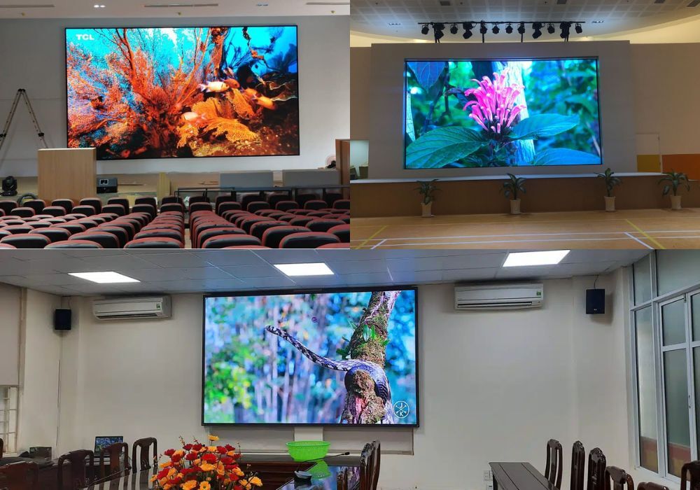 Hội trường sự kiện, phòng họp sử dụng màn hình LED P0.9 trong nhà do SAVILED lắp đặt