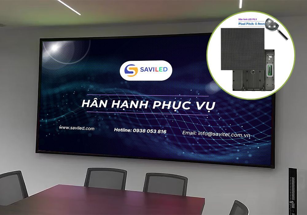 Màn hình LED P0.9 trong nhà của phòng họp do SAVILED lắp đặt