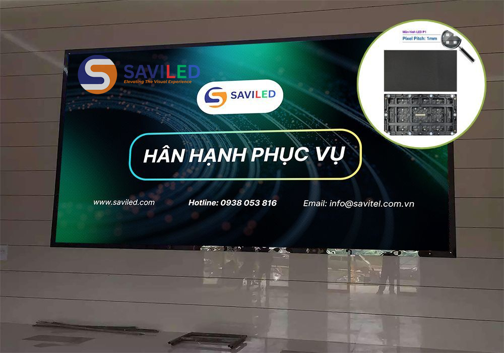 Màn hình LED P1 trong nhà tại khu vực hành lang trường học do SAVILED lắp đặt