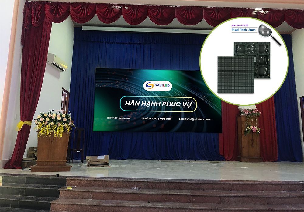 Màn hình LED P3 trong nhà tại hội trường do SAVILED cung cấp