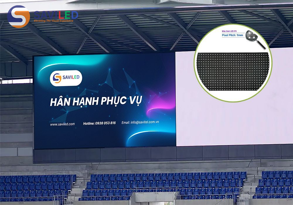 Màn hình LED P9 ngoài trời tại sân vận động do SAVILED cung cấp