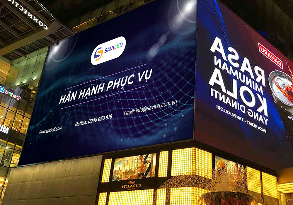 Màn hình LED quảng cáo được SAVILED lắp đặt ở tòa nhà cao tầng