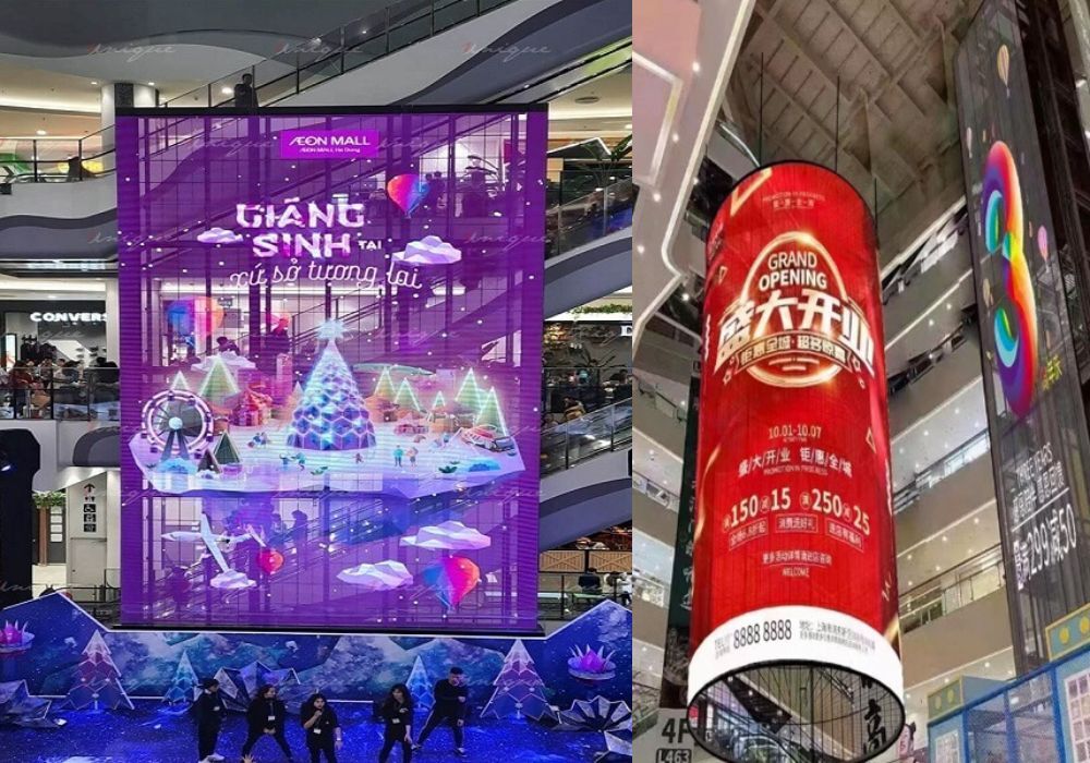 Trung tâm thương mại sử dụng màn hình LED trong suốt do SAVILED lắp đặt