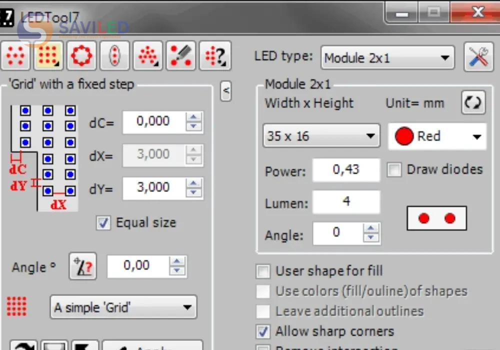 Giao diện của phần mềm chiếu màn hình LEDtool (Corel)