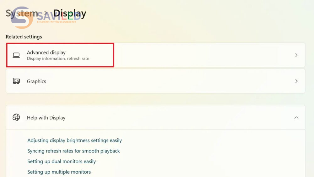 Cuộn xuống dưới chọn Advanced display settings Cuộn xuống dưới chọn Advanced display settings