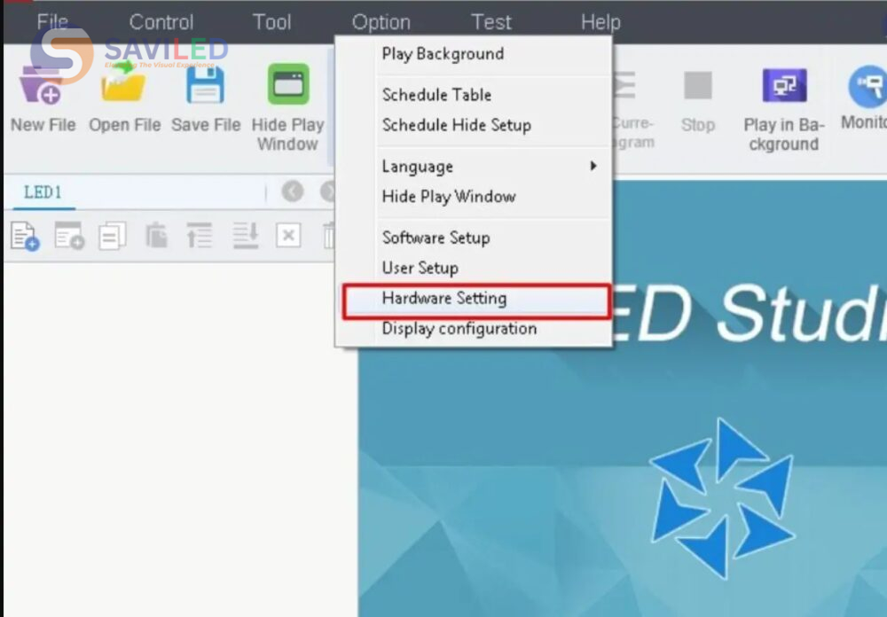  Vào Option, chọn Hardware Setting