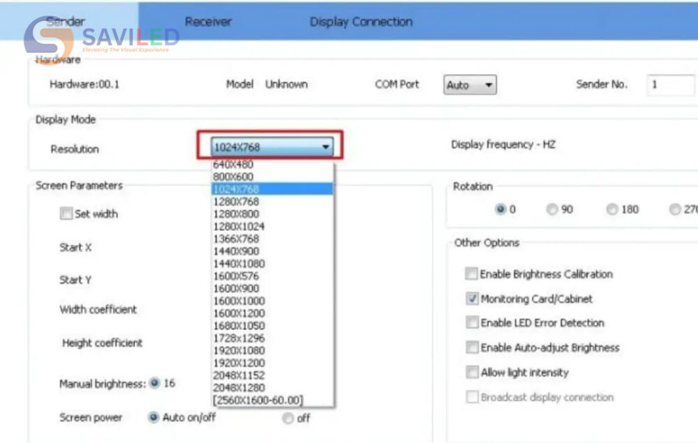 Điều chỉnh thông số Resolution