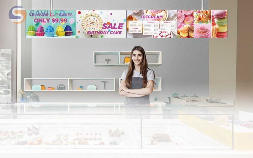 Màn hình ghép LG tại quán kem do SAVILED lắp đặt