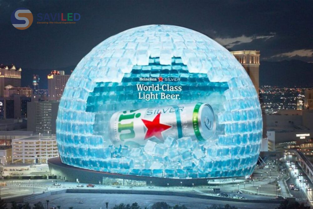 SAVILED lắp đặt màn hình LED quả cầu lớn quảng cáo ngoài trời