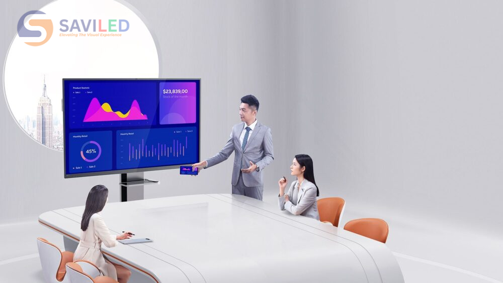 Màn hình tương tác tại phòng họp trong doanh nghiệp do SAVILED cung cấp